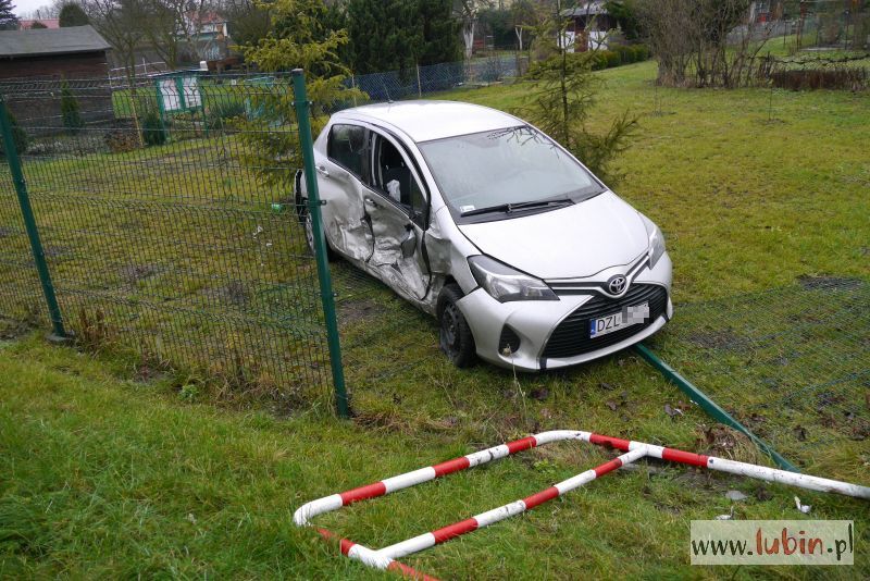 Wypadł z drogi, wpadł na działki