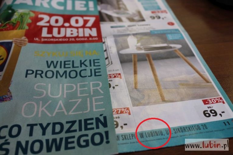 Raz w Lubinie, raz w Lubiniu – promocyjna wpadka sieci handlowej (WIDEO)