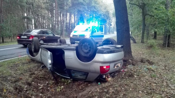 GMINA LUBIN. Uciekał przed policją i dachował w rowie